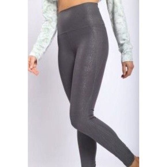 High-waisted Foil Leggings With Side Pockets Urban Chic Grey - Picture 5 of 9